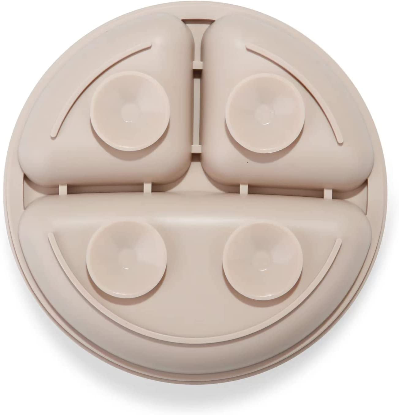 - 3 Pack- Silicone Baby Suction Plates for Toddler Kids Self Feeding, Stay Put Divided Dish Feeding Plates for High Chair Tray, Unbreakable Portable Non Slip (Blue Green Brown)